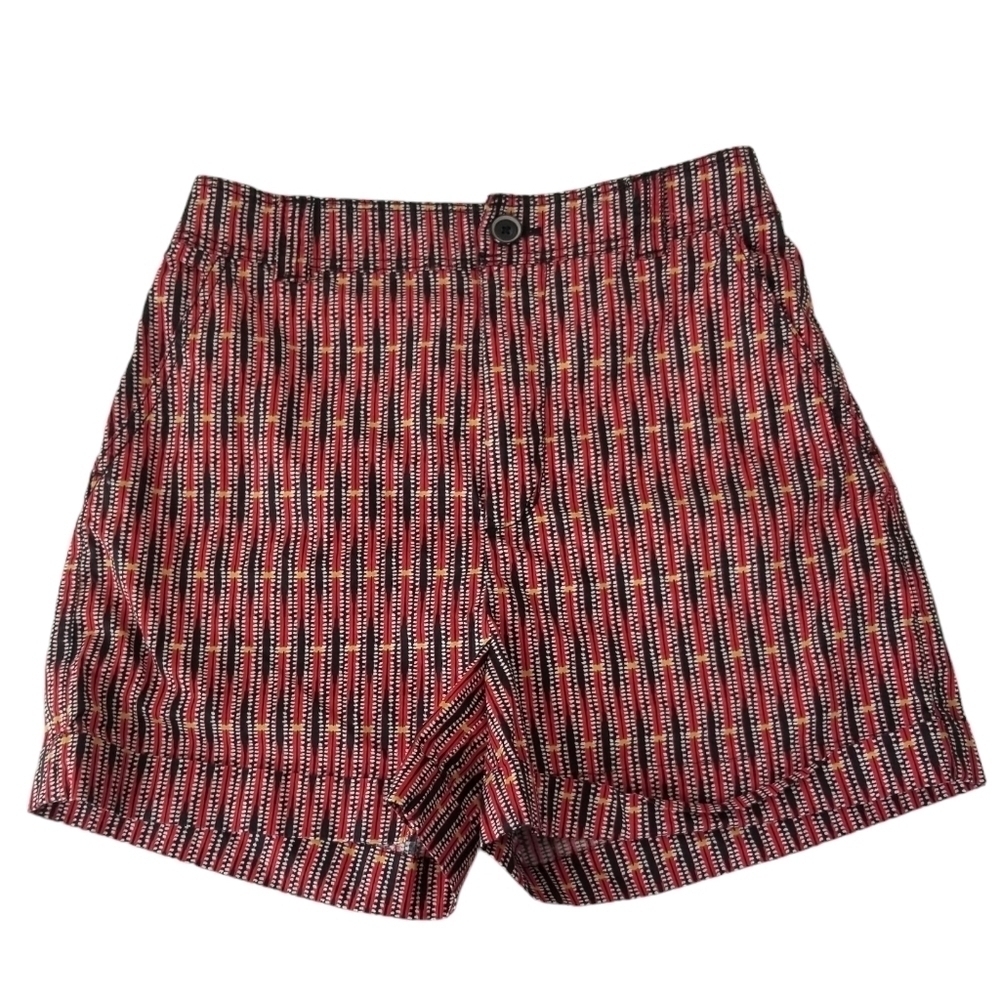Maeve Anthropologie Abstract City Shorts Size 0 Red Geometric Print Casual